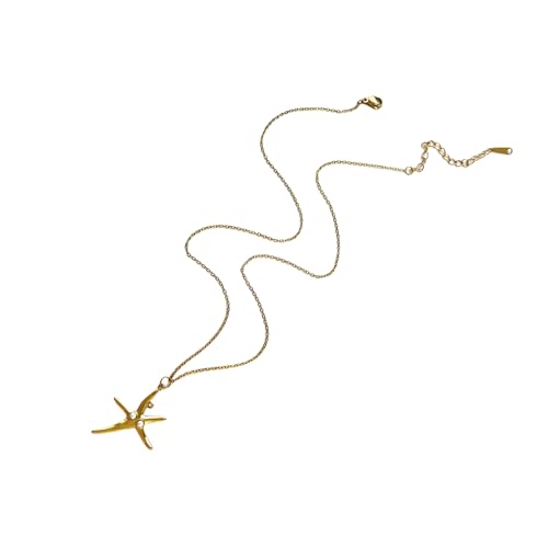 DABAIXIONG Vielseitiger Sea Star Accent Colarbone Kette Einstellbare Länge Leichte Halskette Zierter Alltagsschmuckzubehör Zierter Edelstahl Halskette von DABAIXIONG
