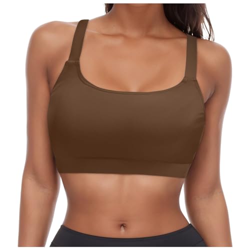 Damen Bikini Top Bikini Oberteil Schnell Trocknend Padded Swimsuit Push Up Bikini Top Sport Swim Oberteil Rückenfrei Bikinioberteil Workout Swimwear Strandkleidung (Brown-3, L) von DABASHAN