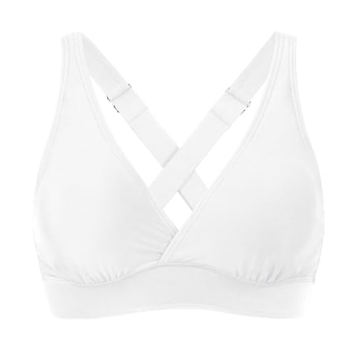 Damen Bikini Top Bikini Oberteil Schnell Trocknend Padded Swimsuit Push Up Bikini Top Sport Swim Oberteil Rückenfrei Bikinioberteil Workout Swimwear Strandkleidung (White-1, M) von DABASHAN