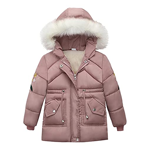 DABASHAN Winterjacke Kinder Jungen Mädchen Daunenjacke Lang Kapuzenjacke Winter Warm Steppjacke Wintermantel mit Kapuze 2-7 Jahre (Pink, 4-5 Years) von DABASHAN