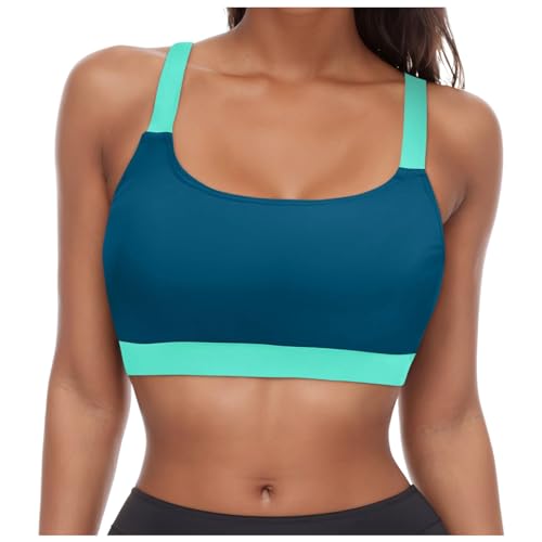 Damen Bikini Top Bikini Oberteil Schnell Trocknend Padded Swimsuit Push Up Bikini Top Sport Swim Oberteil Rückenfrei Bikinioberteil Workout Swimwear Strandkleidung (Mint Green-3, L) von DABASHAN