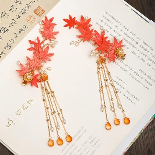 1 paar Chinesische Hanfu Haar Zubehör Rote Blume Haarnadeln Vintage Kleid Headwear Lange Schmetterling Quasten Haar Clip Schmuck 1 paar Chinesische Hanfu Haar Zubehör Rote Blume Haarnadeln Vintage Kleid Headwear Lange Schmetterling Quasten Haar Clip Schmuck von DABIN