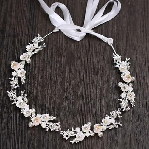 Braut Gold Silber Farbe Blumenband Haarband Stirnband Frauen Kopfschmuck Tiara Hochzeit Braut Haarschmuck Zubehör von DABIN