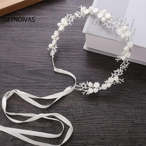 Braut Gold Silber Farbe Blumenband Haarband Stirnband Frauen Kopfschmuck Tiara Hochzeit Braut Haarschmuck Zubehör von DABIN