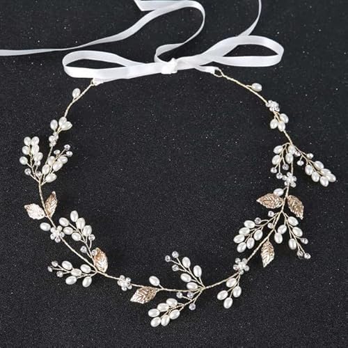 Braut Gold Silber Farbe Blumenband Haarband Stirnband Frauen Kopfschmuck Tiara Hochzeit Braut Haarschmuck Zubehör von DABIN