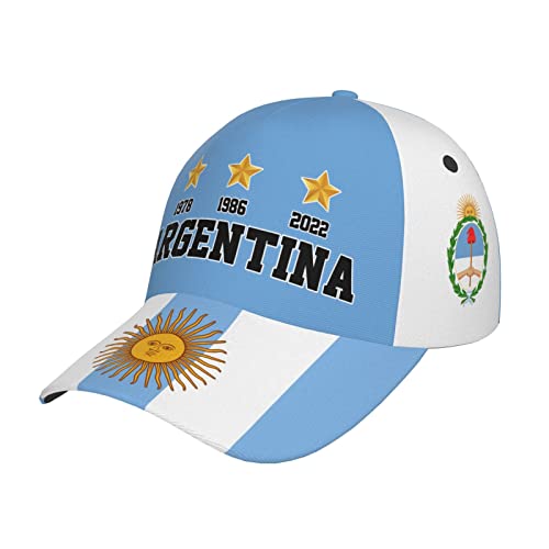 3 Stars 1978 1986 2022 Champions Argentinien Baseball Cap Full Print Erwachsene Unisex Verstellbare Mütze Fußball Fans Caps Schwarz, Schwarz, Einheitsgr��e von DABOYOZHZH