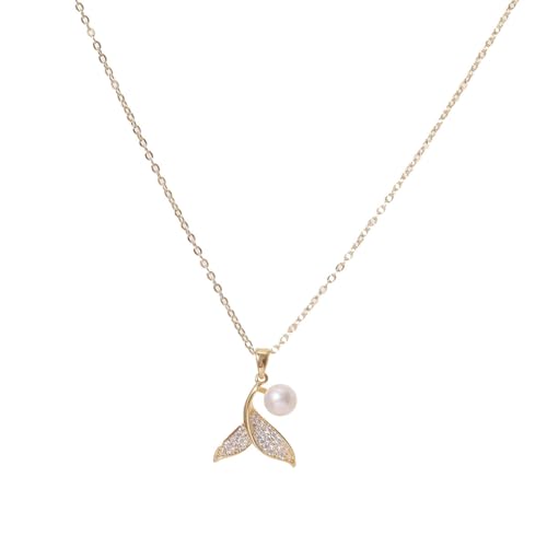 DACKLOONG Elegante Meerjungfrauenschwanz-Halskette für Damen, Perlen und Zirkon, Partyschmuck, klassisches Accessoire für Jubiläen, Zink von DACKLOONG
