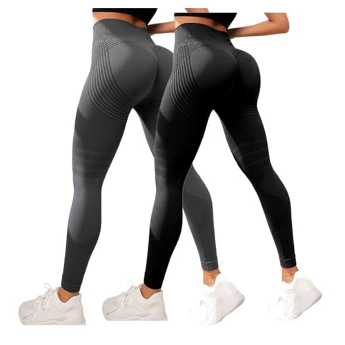 2er Pack Anti Cellulite Leggings Sport Leggings Damen Kompressionsleggins Booty Lifting Shaping Hohe Taille Sporthose Lange Blickdicht Kompressions Lipödem Yoga Hose von DACONGMING