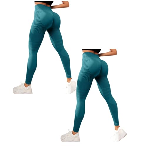 2er Pack Anti Cellulite Leggings Sport Leggings Damen Kompressionsleggins Booty Lifting Shaping Hohe Taille Sporthose Lange Blickdicht Kompressions Lipödem Yoga Hose von DACONGMING