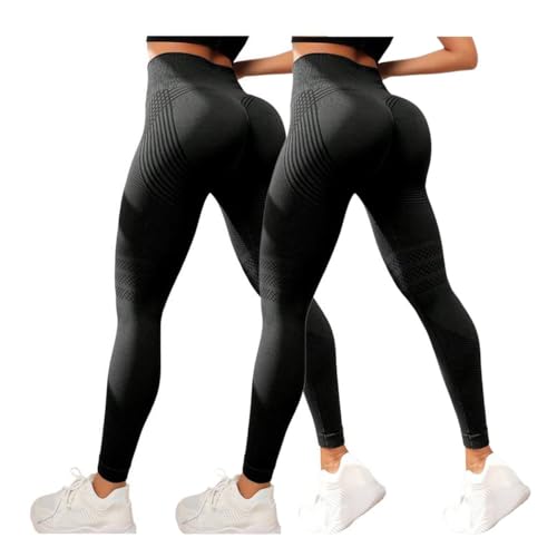 2er Pack Anti Cellulite Leggings Sport Leggings Damen Kompressionsleggins Booty Lifting Shaping Hohe Taille Sporthose Lange Blickdicht Kompressions Lipödem Yoga Hose von DACONGMING