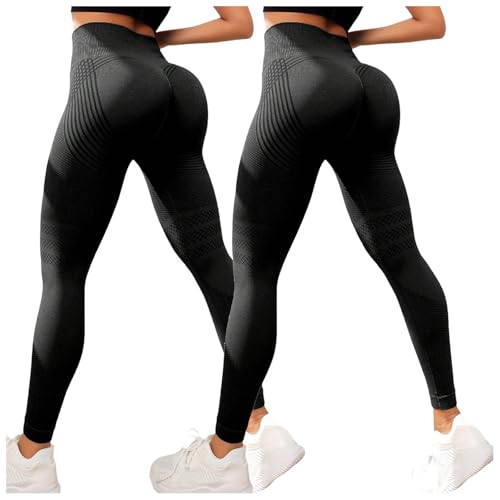 2er Pack Anti Cellulite Leggings Sport Leggings Damen Kompressionsleggins Booty Lifting Shaping Hohe Taille Sporthose Lange Blickdicht Kompressions Lipödem Yoga Hose von DACONGMING