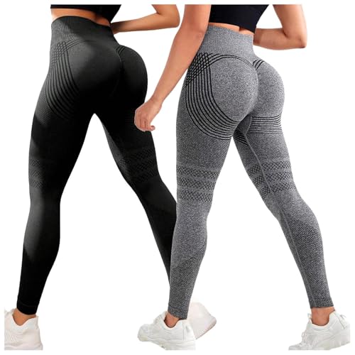 2er Pack Anti Cellulite Leggings Sport Leggings Damen Kompressionsleggins Booty Lifting Shaping Hohe Taille Sporthose Lange Blickdicht Kompressions Lipödem Yoga Hose von DACONGMING