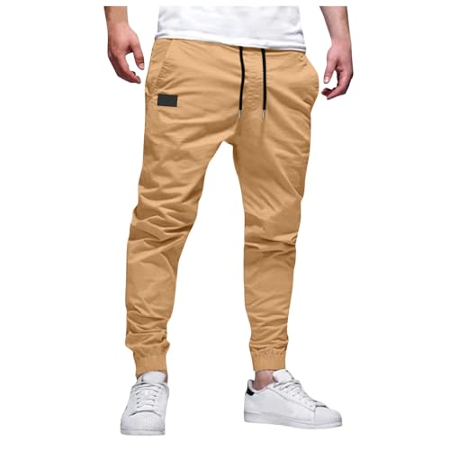 Activewear für Herren,Freizeithose Herren,Trainingshose Herren,Trainingshose Herren Lang Sporthose Jogger Trainingshose Relaxhose Herren mit Tasche Kordelzug Joggers Running Trousers Wide (a-Khaki, L) von DACONGMING