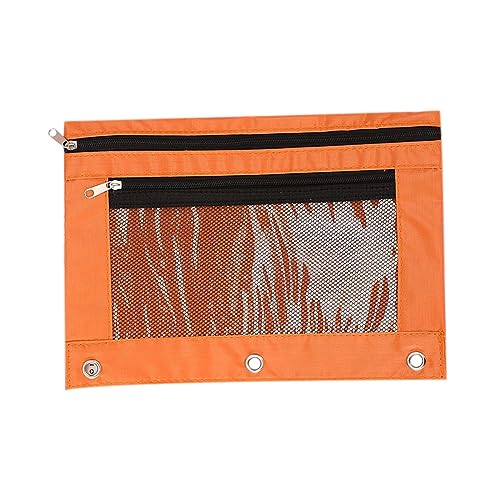 Beutel, 2er-Pack, Federmäppchen, 3 Ringe, Stoff-Bleistifttaschen, schwarzes Federmäppchen, Federmäppchen, Federmäppchen mit Reißverschluss, Federmäppchen mit Reißverschluss Handwerk (Orange, One Size) von DACONGMING