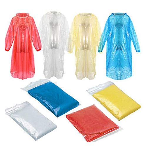 DACONGMING 24er-Pack Einweg Regenponcho mit, Einmal Regenjacke Regencape mit Kaputze, Regenumhang Transparent & Wasserdicht Regenmäntel Mehrfarbig, Unisex für Out (C-Colorful, One Size) von DACONGMING