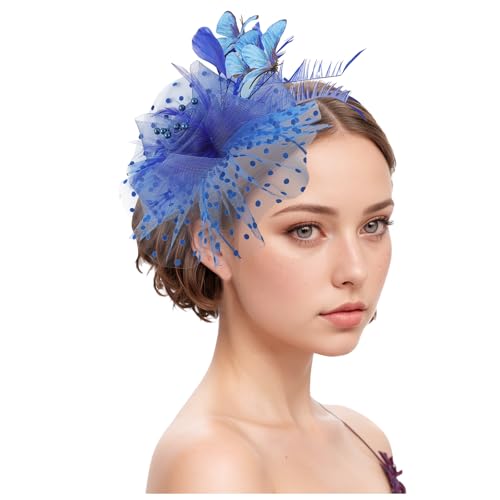 Damen Fascinator Hüte Pillbox Hut Haarspangen mit Schleier Stirnband und Einer Gegabelten Clip Tea Party Kopfbedeckung von DACONGMING