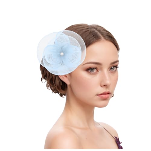 Damen Fascinator Hüte Pillbox Hut Haarspangen mit Schleier Stirnband und Einer Gegabelten Clip Tea Party Kopfbedeckung von DACONGMING