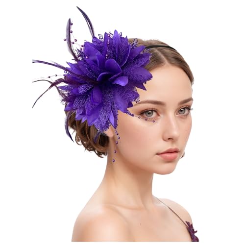 Damen Fascinator Hüte Pillbox Hut Haarspangen mit Schleier Stirnband und Einer Gegabelten Clip Tea Party Kopfbedeckung von DACONGMING