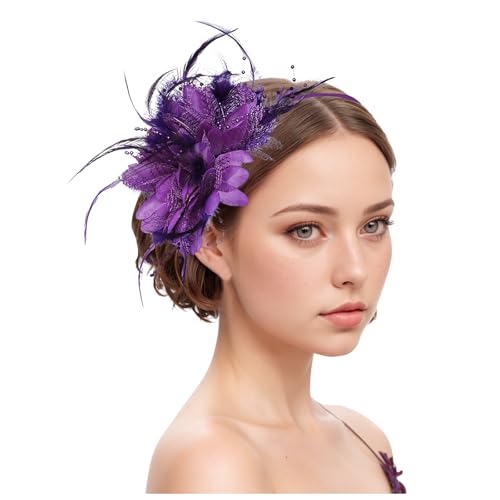 Damen Fascinator Hüte Pillbox Hut Haarspangen mit Schleier Stirnband und Einer Gegabelten Clip Tea Party Kopfbedeckung von DACONGMING