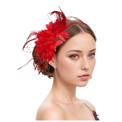 Damen Fascinator Hüte Pillbox Hut Haarspangen mit Schleier Stirnband und Einer Gegabelten Clip Tea Party Kopfbedeckung von DACONGMING