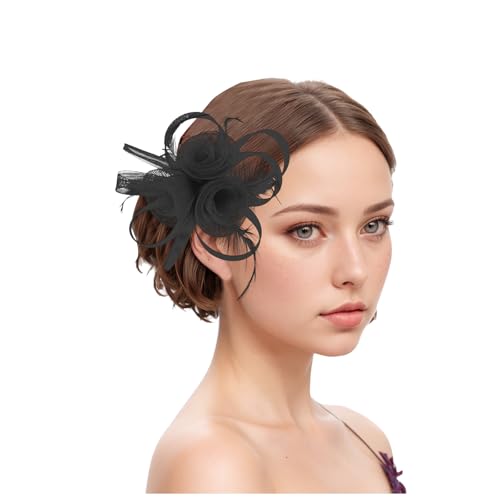 Damen Fascinator Hüte Pillbox Hut Haarspangen mit Schleier Stirnband und Einer Gegabelten Clip Tea Party Kopfbedeckung von DACONGMING