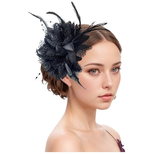 Damen Fascinator Hüte Pillbox Hut Haarspangen mit Schleier Stirnband und Einer Gegabelten Clip Tea Party Kopfbedeckung von DACONGMING