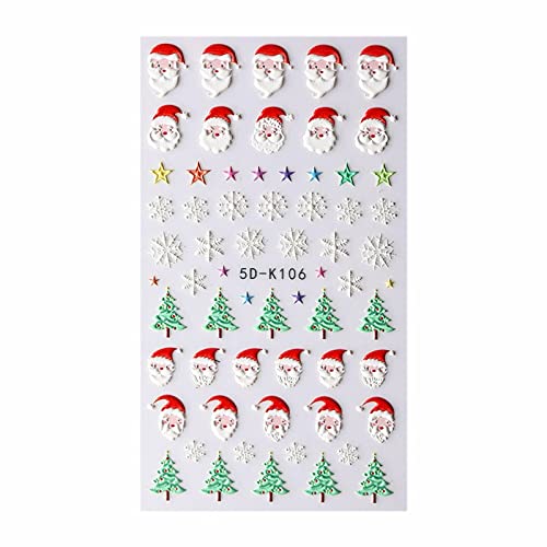 Nail Care Adhesive Sticker Colorful Snowflake Santa Snowman Bell Christmas Tree Christmas Hat Balloon Love 5D Resin Nail Sticker Nagel Sticker Schlangen (C, A) von DACONGMING