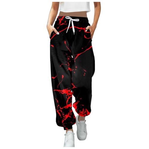 Sport-Jogginghosen für Damen High Waist Loose Fit Elastischer Bund Halloween Passender Druck Unten Jogginghose Taschen Hohe Sporthose Frauen Trainingsanzug Hosen Sweathose mit Taschen (XL) von DACONGMING