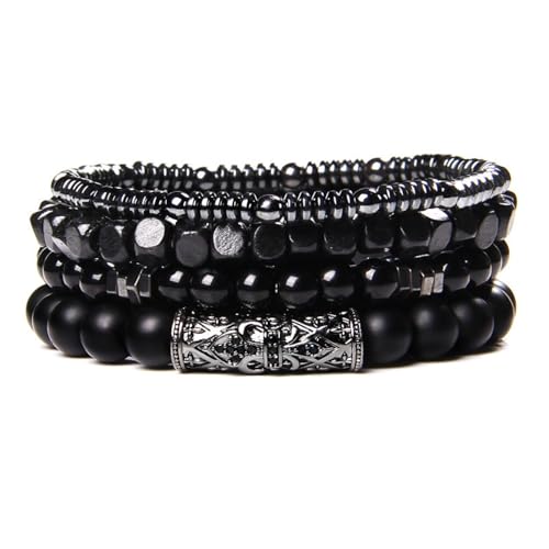 6 Mm Natürliches Schwarzes Mattiertes Steinperlen-Armband, Mehrschichtiges Schwarzes Gallenstein-Gravur-Stretch-Armband Für Damen, Mädchen, Herren, Party-Schmuck, Valentinstag, Jahrestag, Wie Abg von DACRWEKZ