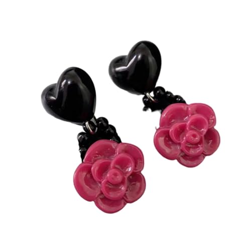 Acryl Rosa Blume Schwarz Herzförmige Ohrringe Für Frauen Herz Statement Ohrring Liebe Herz Ohrringe Baumeln Für Valentinstag Muttertag Geburtstag Herzförmige Ohrringe, Wie Abgebildet, Einheitsgr von DACRWEKZ