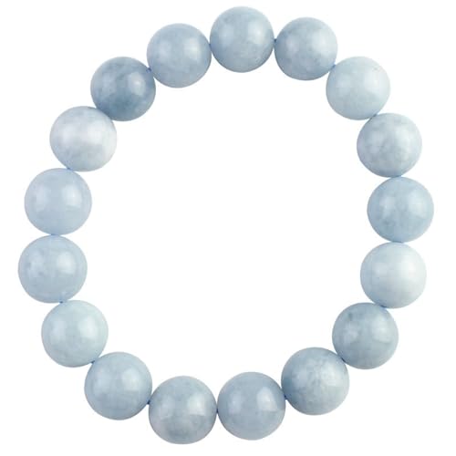 Aquamarin-Chalcedon-Stein-Armband, Natürliche Edelstein-Perlenarmbänder Für Frauen, Stein-Stretch-Armband Für Weihnachten, Valentinstag, Geschenke, Positivität, Angstlinderung, Yoga, Wie Abgebi von DACRWEKZ