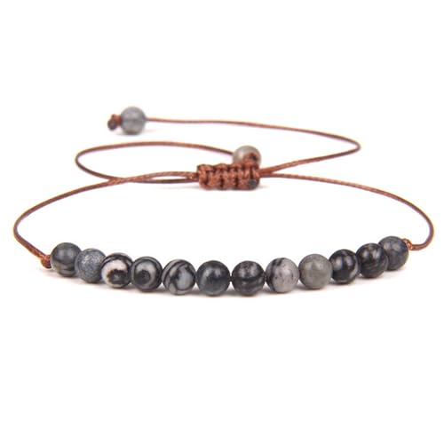 Armbänder Für Damen Und Herren – 4 Mm Feines Perlenarmband, Schwarz Gestreiftes Achat-Armband Für Damen Und Herren, Schönes Verstellbares Geflochtenes Armband Für Damen, Mädchen, Herren, Part von DACRWEKZ