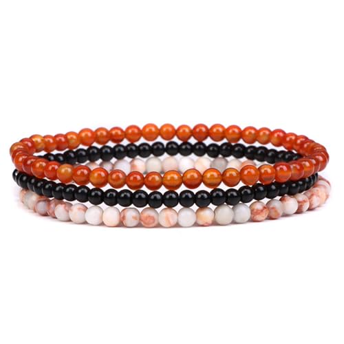 Armbänder Für Damen Und Herren – 4 Mm Natürliches Rotes Achat-Perlen-Armband, Natürliches Edelstein-Perlen-Armband, Mehrschichtiges, Glänzendes Schwarzes Naturstein-Armband Für Herren, Damen, von DACRWEKZ