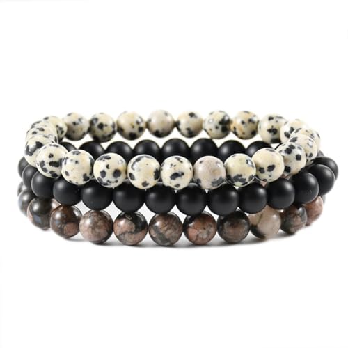 Armbänder Für Damen Und Herren – 8 Mm, Natürlicher Schwarzer Gesprenkelter Stein, Perlenarmbänder Für Damen, Schwarzer Mattierter Stein, Stretch-Armband Für Damen, Herren, Ihn, Freund, Eheman von DACRWEKZ