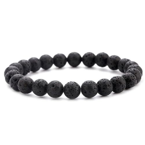 Armbänder Für Damen Und Herren – 8 Mm Perlenarmbänder Aus Schwarzem Vulkanstein, Edelstein-Armband, Stretch-Perlen-Armband, Schmuck, Kreative Geschenke Für Frauen, Yoga, Meditation, Wie Abgebil von DACRWEKZ