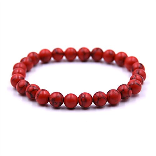 Armbänder Für Damen Und Herren – Rot, Türkis, Schwarz Gestreift, Naturstein-Armband, 8 Mm Natursteinperlen, Stein-Stretch-Armband Für Weihnachten, Valentinstag, Geschenke, Damen-Neuheitsschmuck von DACRWEKZ