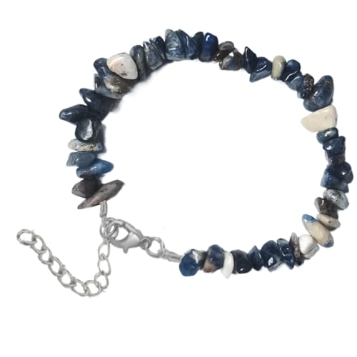 DACRWEKZ Armbänder Für Damen Und Herren – Blauer Streifen, Naturstein Für Damen, Natürlicher Unregelmäßiger Stein, Verstellbares Perlenarmband, Schmuck, Kreative Geschenke Für Mädchen Und Frauen, Wi von DACRWEKZ