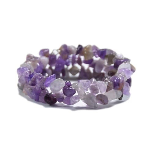 DACRWEKZ Armbänder Für Damen Und Herren – Wickelarmbänder Aus Natürlichem, Unregelmäßigem Violettem Stein, Handgefertigt, 19 Cm, Geflochtenes Armband Aus Natürlichem Amethyststein, Sommer- Und Strand von DACRWEKZ