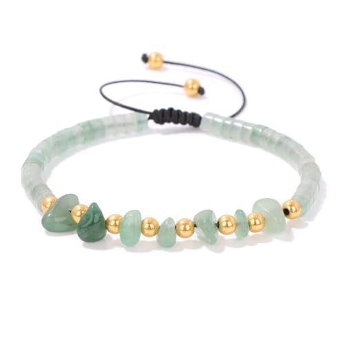 DACRWEKZ Armband Aus Natürlicher Grüner Aventurin-Jade, 4 Mm, Perlen, Unregelmäßige Armbänder Aus Natürlichem Kies, Verstellbare Geschenke Für Frauen, Männer, Ihn, Freund, Ehemann, Weihnachten, Valen von DACRWEKZ