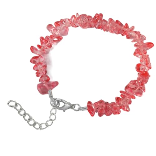 DACRWEKZ Natursteinperlen-Armbänder – Unregelmäßiges Wassermelonen-Armband Mit Rotem Kristallstein Für Frauen, Natürliche Unregelmäßige Steinperlen, Handgeflochtene Armbänder, Schmuck Für Frauen, Y von DACRWEKZ