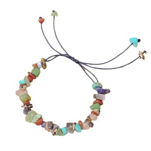 DACRWEKZ Steinarmbänder Für Mädchen – Buntes, Verstellbares Naturstein-Armband. Unregelmäßiges, Handgewebtes Naturstein-Armband Für Thanksgiving-Geschenke Zum Muttertag, Wie Abgebildet, Einheitsgröße von DACRWEKZ