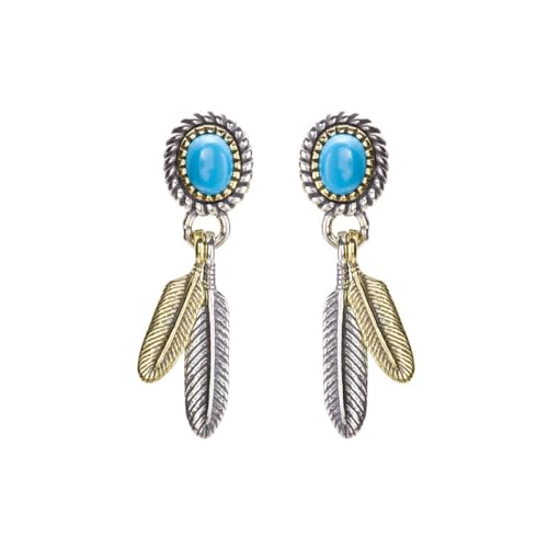 Feder-Ohrringe – Retro-Feder-Quasten-Ohrstecker Für Damen Und Mädchen, Party-Schmuck, Modische Blaue Geometrische Ohrstecker Für Damen, Geburtstag, Valentinstag, Jahrestag, Wie Abgebildet, Einhe von DACRWEKZ