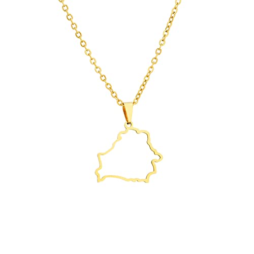 Halskette Mit Anhänger Mit Flaggensymbol Und Karte Von Belarus Für Damen Und Herren, Modischer Geometrischer Hohler Anhänger, Halsketten Mit Anhänger Mit Umriss Der Karte Von Belarus, Gelb, 50 Cm von DACRWEKZ