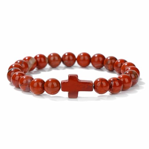 Natürliches Edelsteinperlen-Armband – 8 Mm Natürliches Rotes Steinarmband Für Frauen. Schönes Kreuzperlen-Stretch-Armband Für Frauengeschenke, Geburtstag, Muttertagsgeschenke, Wie Abgebildet, von DACRWEKZ