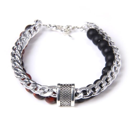 Natürliches Rotes Tigerauge-Stein-Armband, Mehrschichtig, 8 Mm, Verstellbare Steinperlen, Silberkette, Armbänder Für Frauen, Handgefertigter Schmuck, Geburtstagsgeschenke Für Männer, Frauen, M von DACRWEKZ