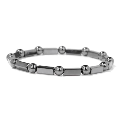 Schwarze Rechteckige Schwarze Steinperlen-Armbänder, 6 Mm Stein-Armband Für Männer Und Frauen, Paar, Hämatit-Stein-Armbänder, Geburtstagsgeschenk Für Frauen, Neuheitsschmuck, Wie Abgebildet, 19 Cm von DACRWEKZ