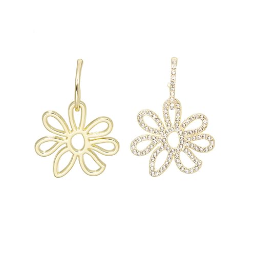 Tropfen-Ohrringe Für Damen – Übertriebene Goldene Hohle Blumen-Ohrstecker, Asymmetrische, Modische, Lange Strass-Ohrringe Für Damen Und Mädchen, Party-Schmuck, Wie Abgebildet, Einheitsgröße von DACRWEKZ