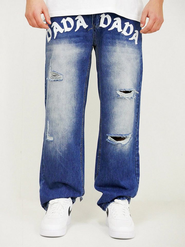 DADA Supreme Regular-fit-Jeans Mit Frontprint und Used-Effekten Loose Denim Logo Destroyed von DADA Supreme