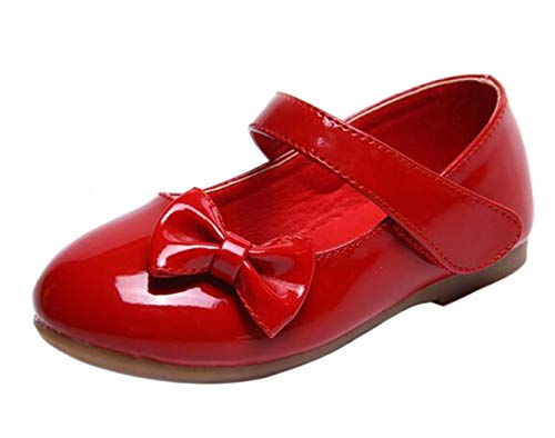 DADAWEN Mädchen Mary Jane Halbschuhe Ballerinas Schleife Prinzessin Schuhe,Rot,24 EU von DADAWEN
