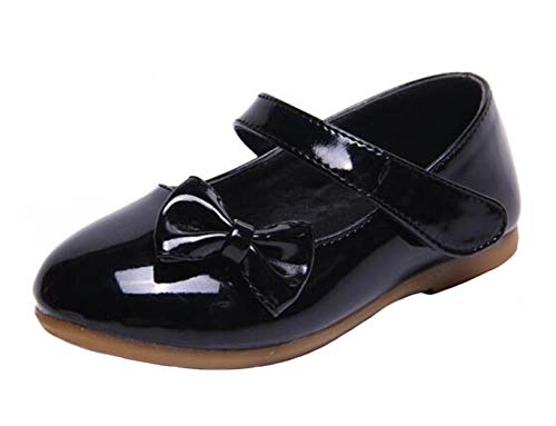 DADAWEN Mädchen Mary Jane Halbschuhe Ballerinas Schleife Prinzessin Schuhe,Schwarz,21 EU von DADAWEN